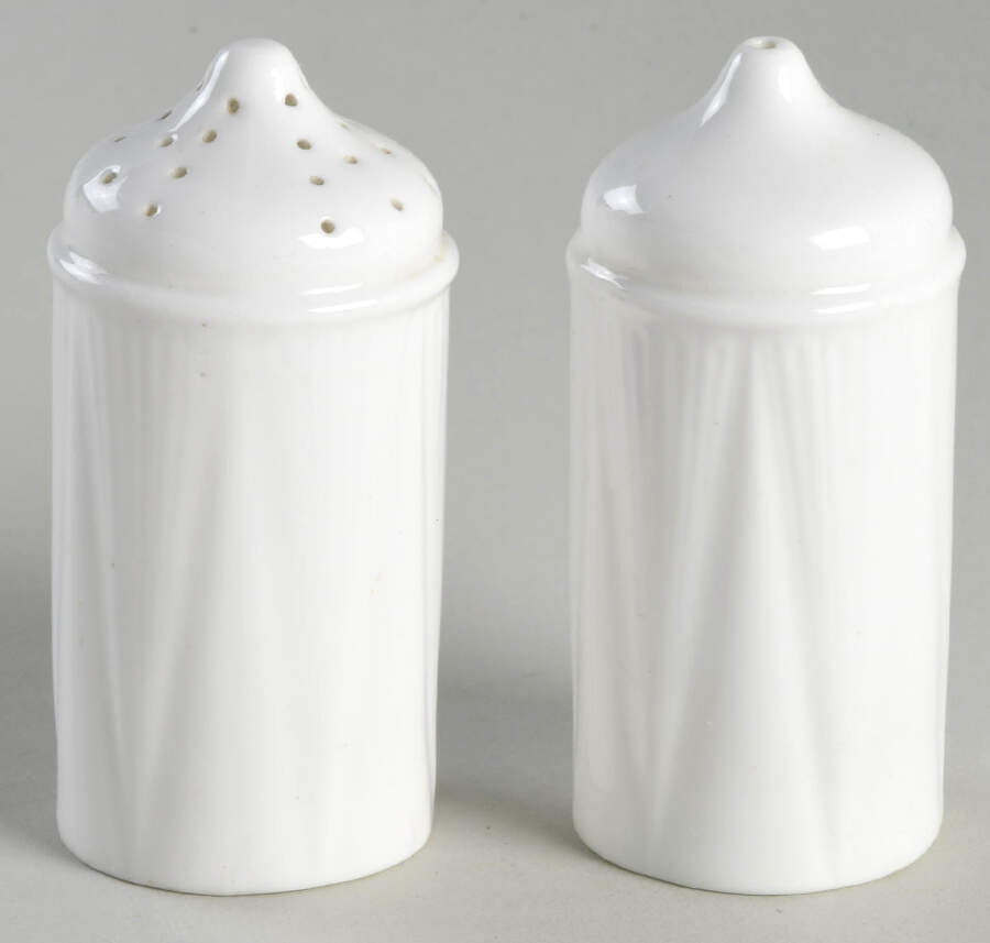 Dainty White (No Trim) Salt & Pepper Set by Shelley-1