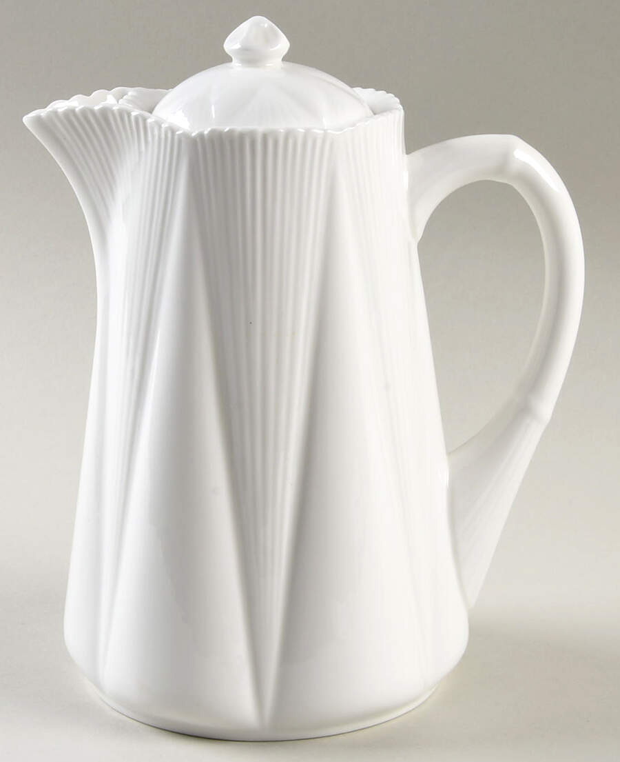 Dainty White (No Trim) Hot Water Jug & Lid by Shelley-1