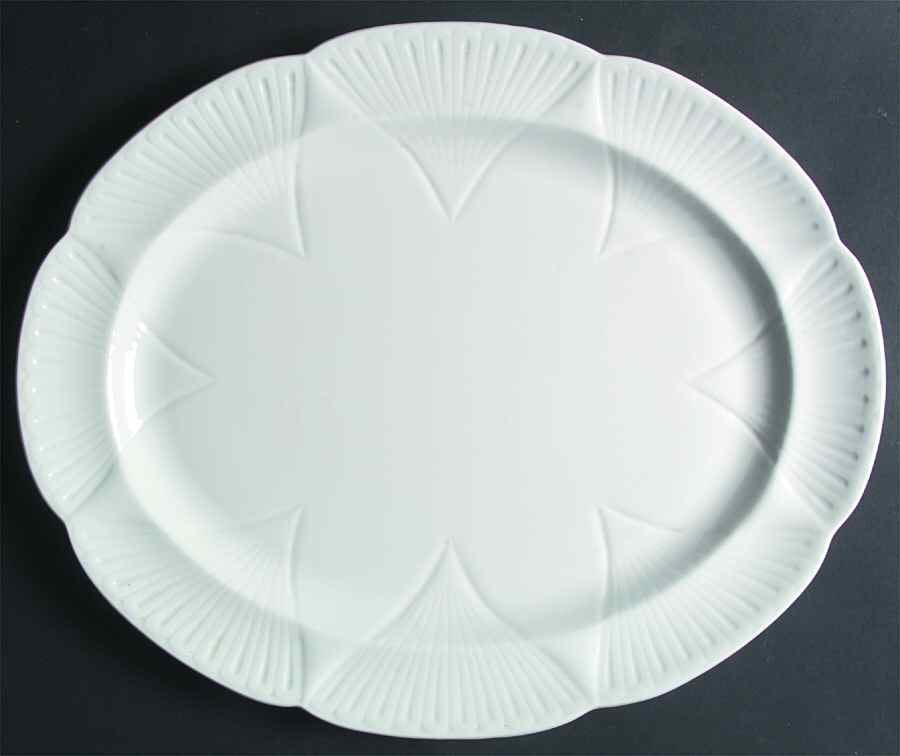 Dainty White (No Trim) 17" Oval Serving Platter by Shelley-1