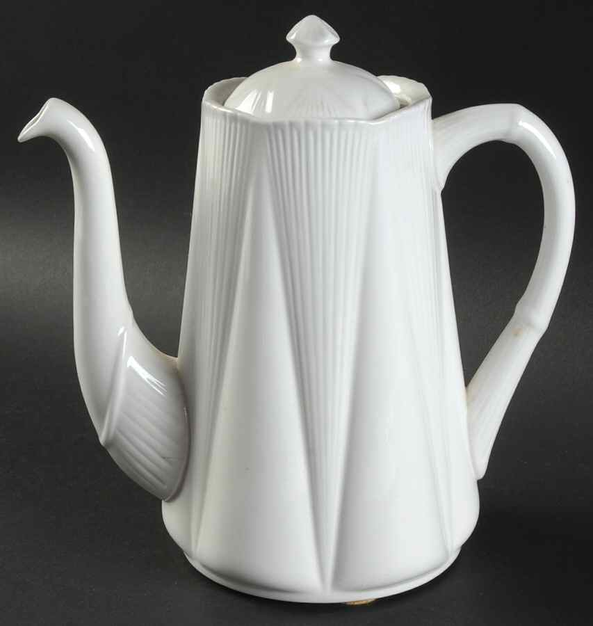 Dainty White (No Trim) Coffee Pot & Lid by Shelley-1