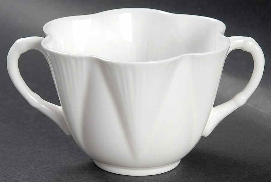 Dainty White (No Trim) Flat Bouillon Cup by Shelley-1