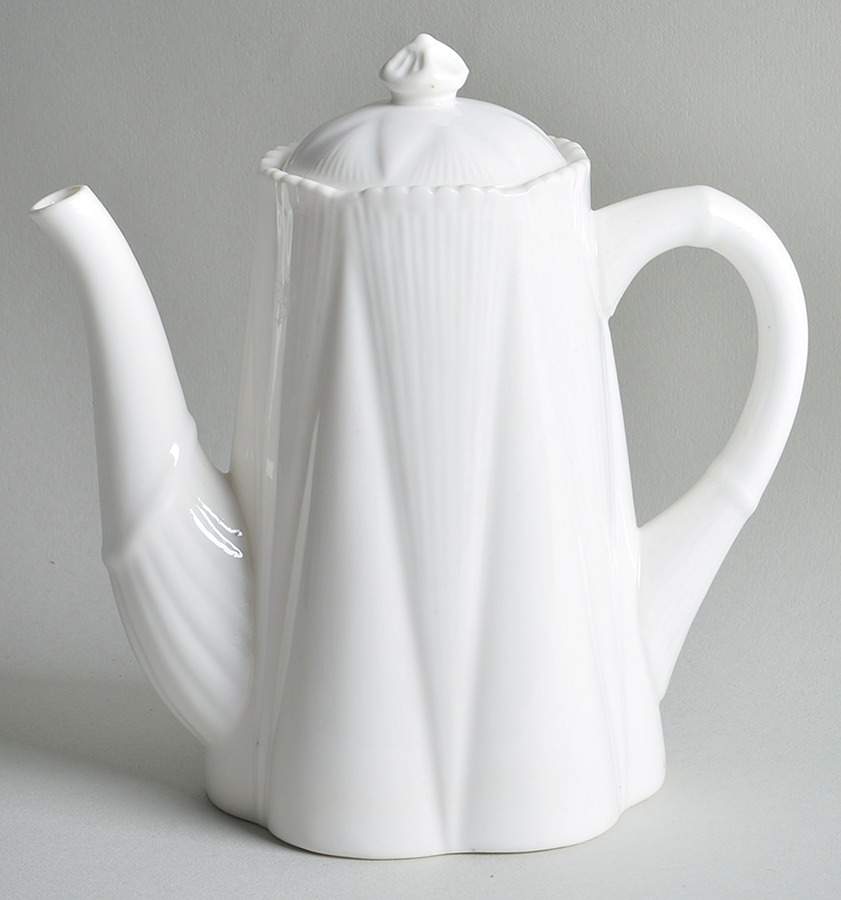 Dainty White (No Trim) Mini Coffee Pot & Lid by Shelley-1