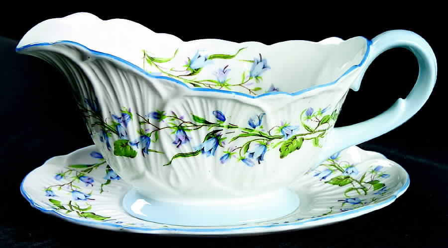 Harebell (Oleander) Gravy Boat & Underplate by Shelley-1