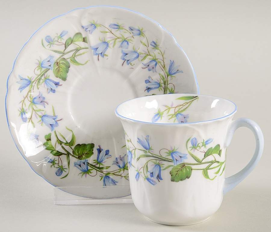 Harebell (Oleander) Flat Demitasse Cup & Saucer Set by Shelley-1
