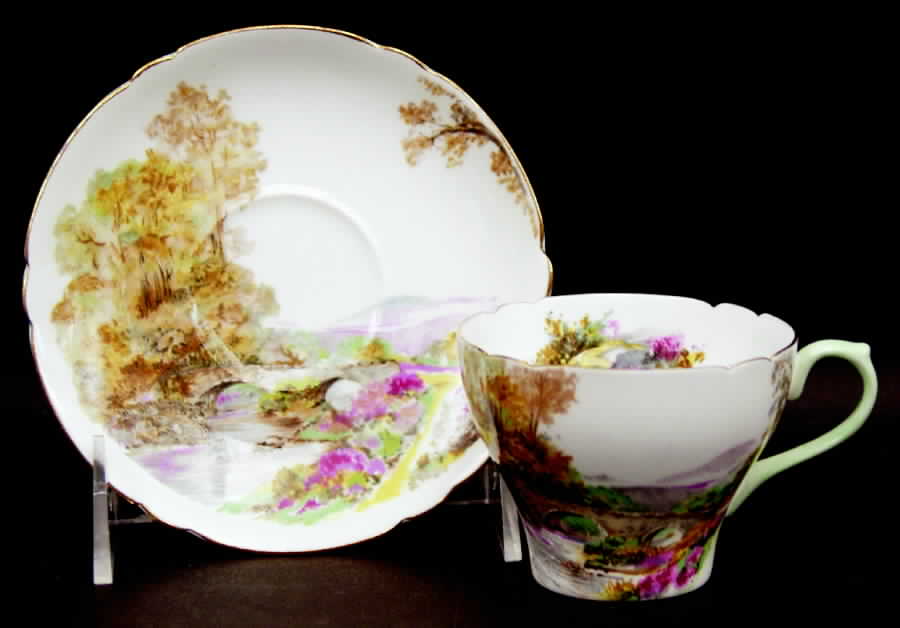 Heather (Gainsborough) Flat Demitasse Cup & Saucer Set by Shelley-1