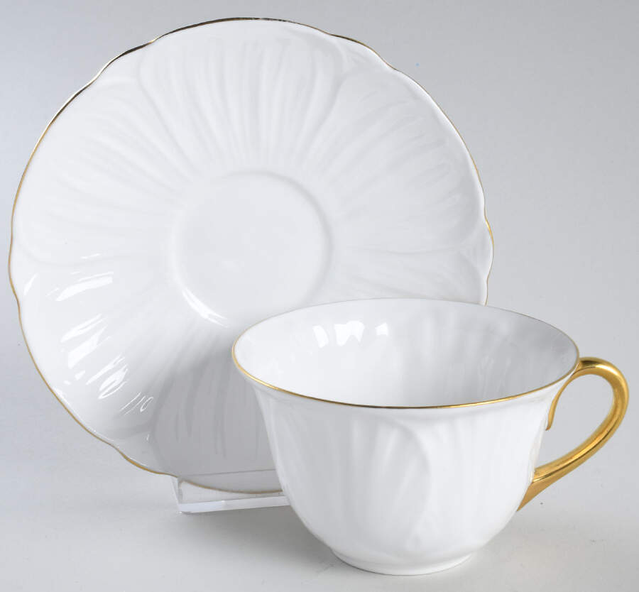 Oleander (Gold Trim) Flat Cup & Saucer Set by Shelley-1