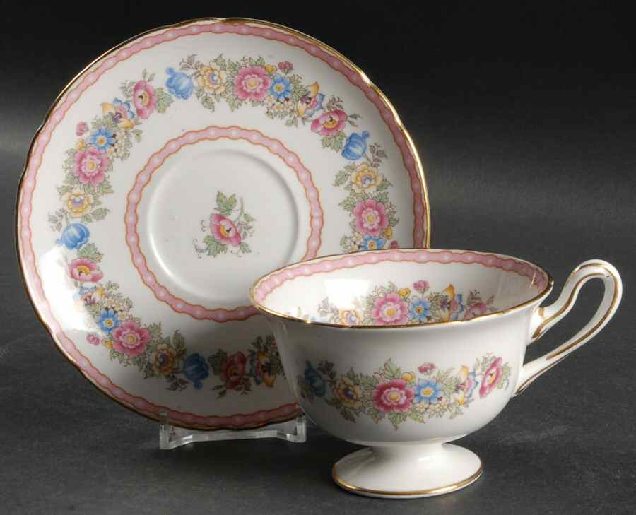 Pompadour Footed Cup & Saucer Set by Shelley-1
