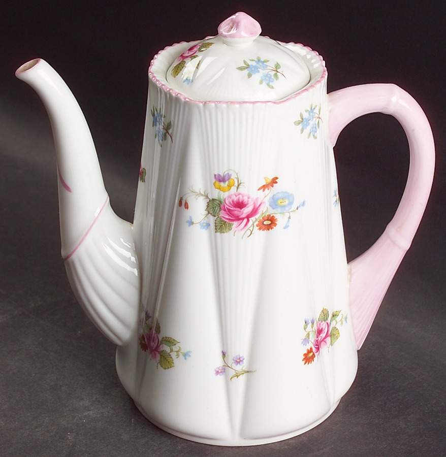 Rose & Red Daisy (Dainty) Coffee Pot & Lid by Shelley-1