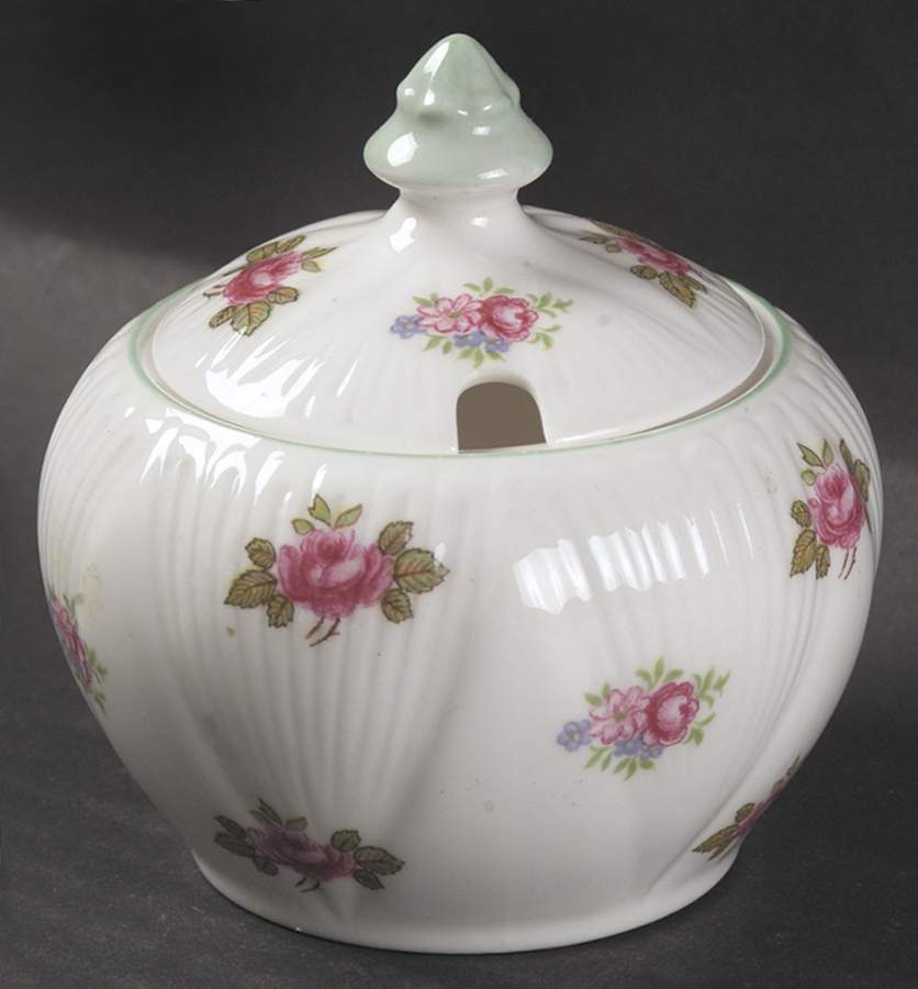 Rosebud (Dainty Shape) Mustard Jar & Lid by Shelley-1