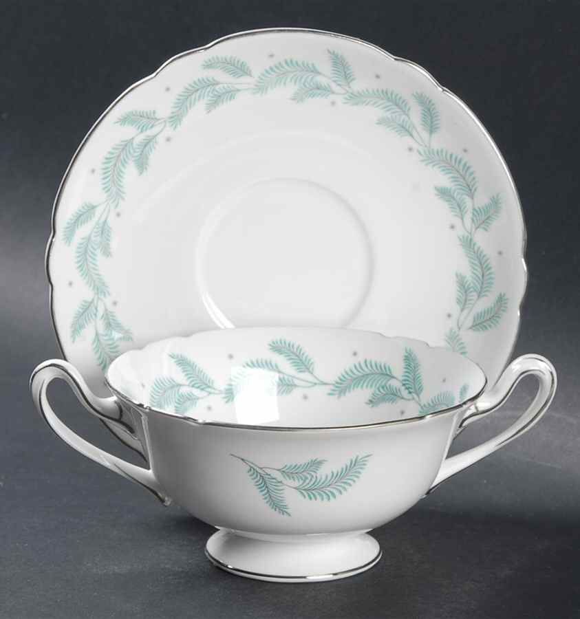 Serenity Footed Cream Soup Bowl & Saucer Set by Shelley-1
