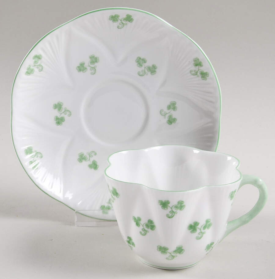 Shamrock (Dainty) Flat Cup & Saucer Set by Shelley-1