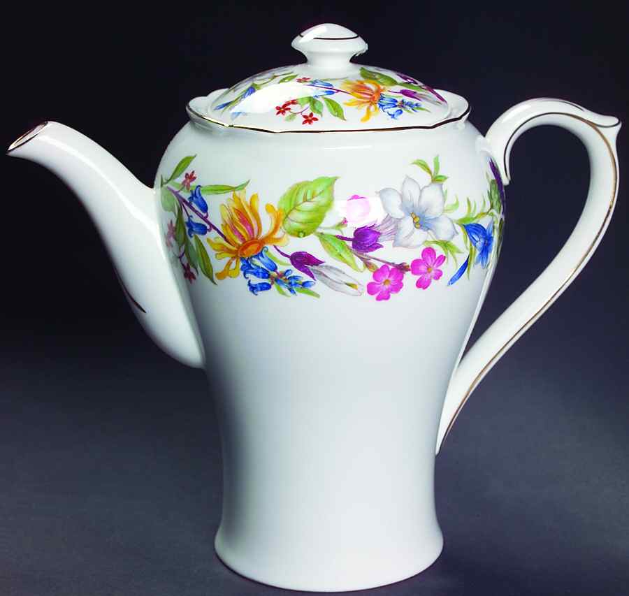 Spring Bouquet (Gainsborough, Scalloped) Coffee Pot & Lid by Shelley-1