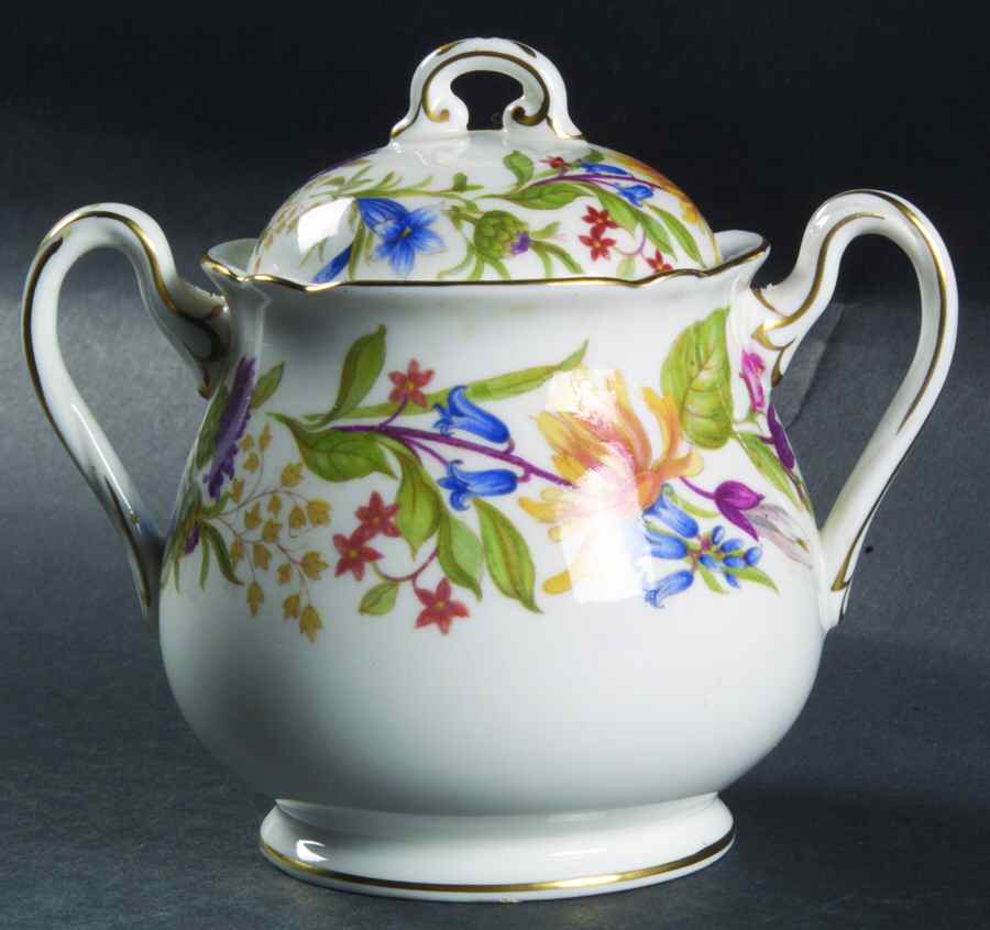 Spring Bouquet (Gainsborough, Scalloped) Sugar Bowl & Lid by Shelley-1