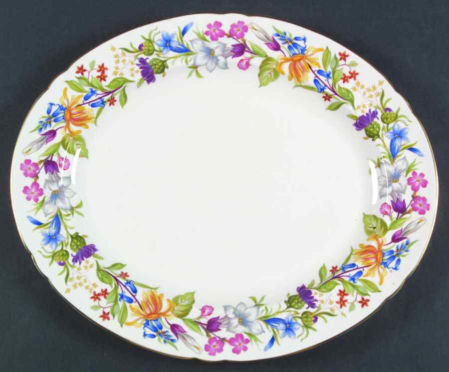 Spring Bouquet (Gainsborough, Scalloped) 14" Oval Serving Platter by Shelley-1