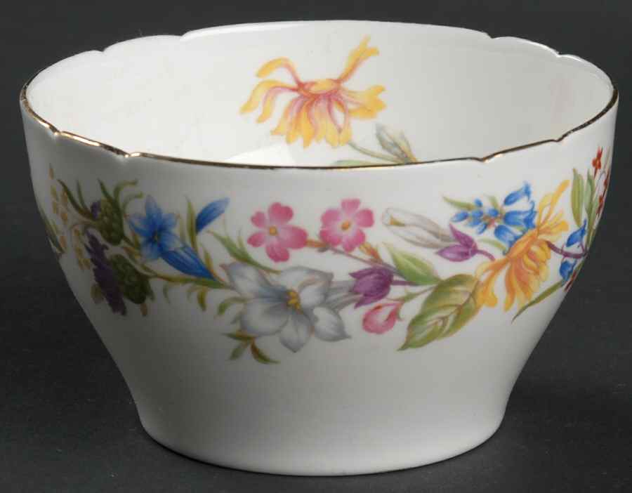 Spring Bouquet (Gainsborough, Scalloped) Open Sugar Bowl by Shelley-1