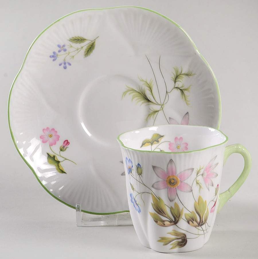 Wild Anemone Flat Demitasse Cup & Saucer Set by Shelley-1