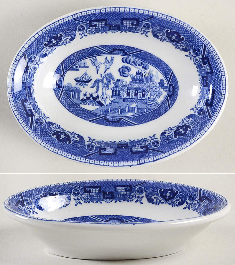 Blue Willow Blue Bone Dish by Shenango-1