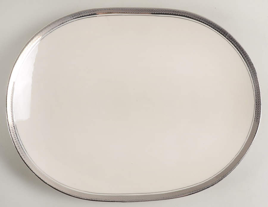 Royal Baroness (Platinum Trim) 12" Oval Serving Platter by Shenango-1