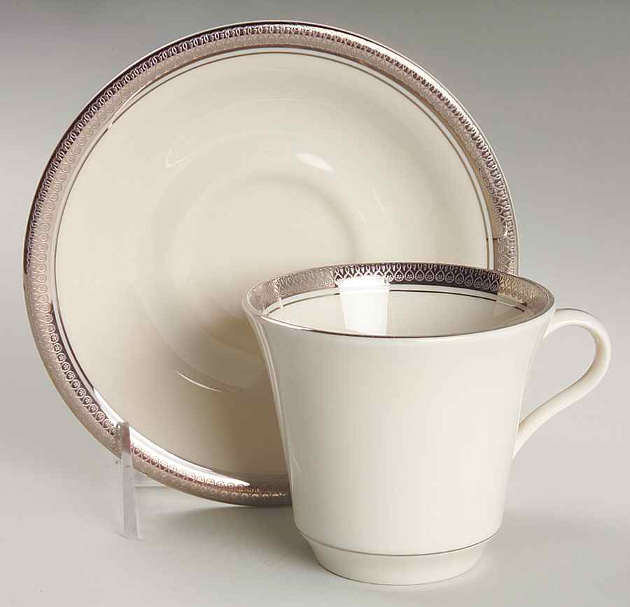 Royal Baroness (Platinum Trim) Flat Cup & Saucer Set by Shenango-1