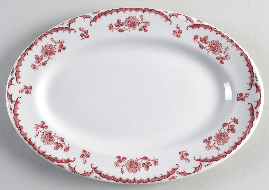 Chardon Rose Red 11" Oval Serving Platter by Shenango-1