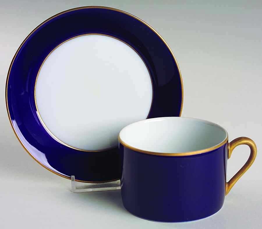 King Frederick Cobalt Blue Flat Cup & Saucer Set by Sigma-1