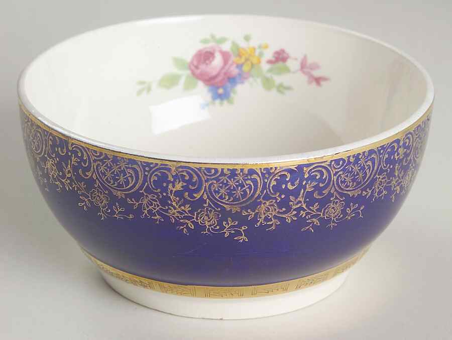 Aristocrat Cobalt Blue (Floral Center) Cranberry Bowl by Salem-1