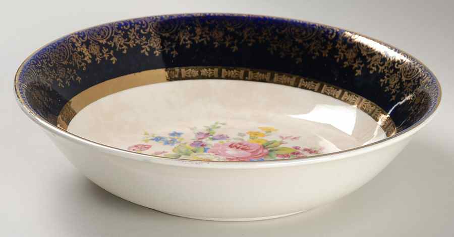 Aristocrat Cobalt Blue (Floral Center) 8" Round Vegetable Bowl by Salem-1