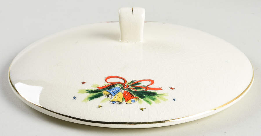 Christmas Eve (Earthenware, Green, Gold) Lid for Round Vegetable by Salem-1