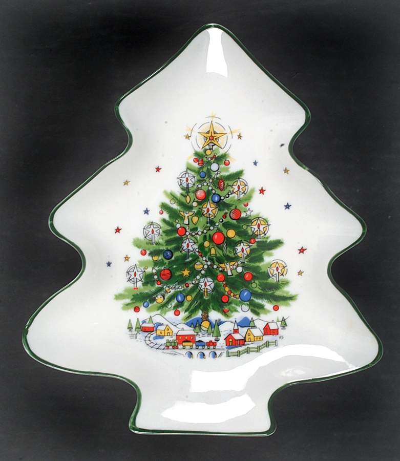 Christmas Eve (Porcelain) Large Tree Shaped Dish by Salem-1