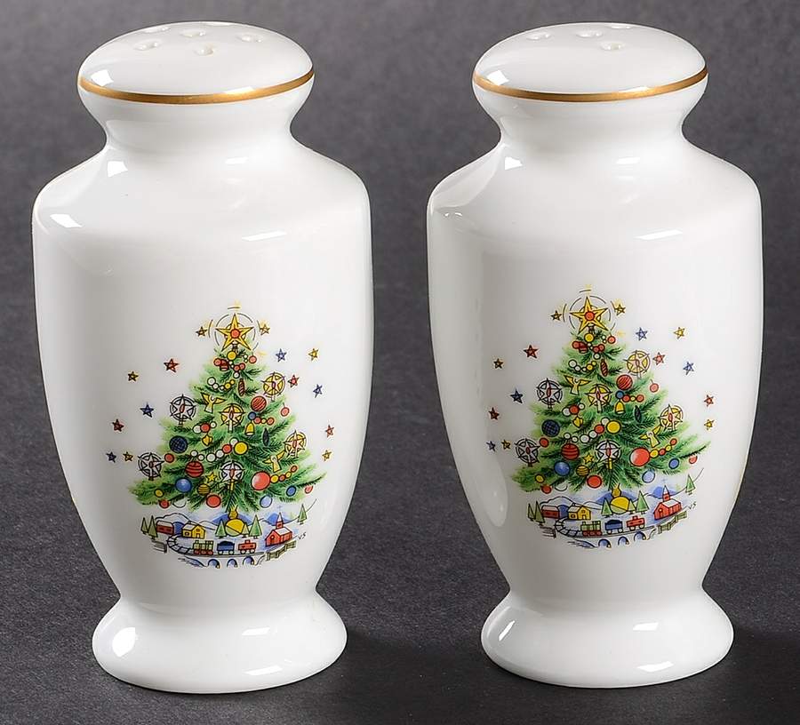 Christmas Eve (No Color Bnd, Gold Trim) Salt & Pepper Set by Salem-1