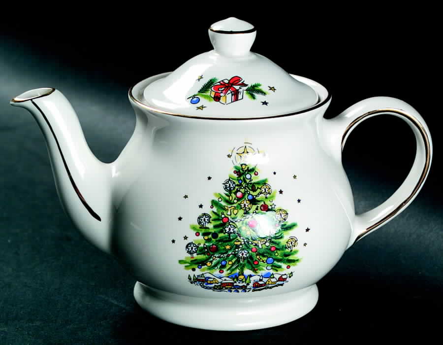 Christmas Eve (No Color Bnd, Gold Trim) Mini Teapot & Lid by Salem-1
