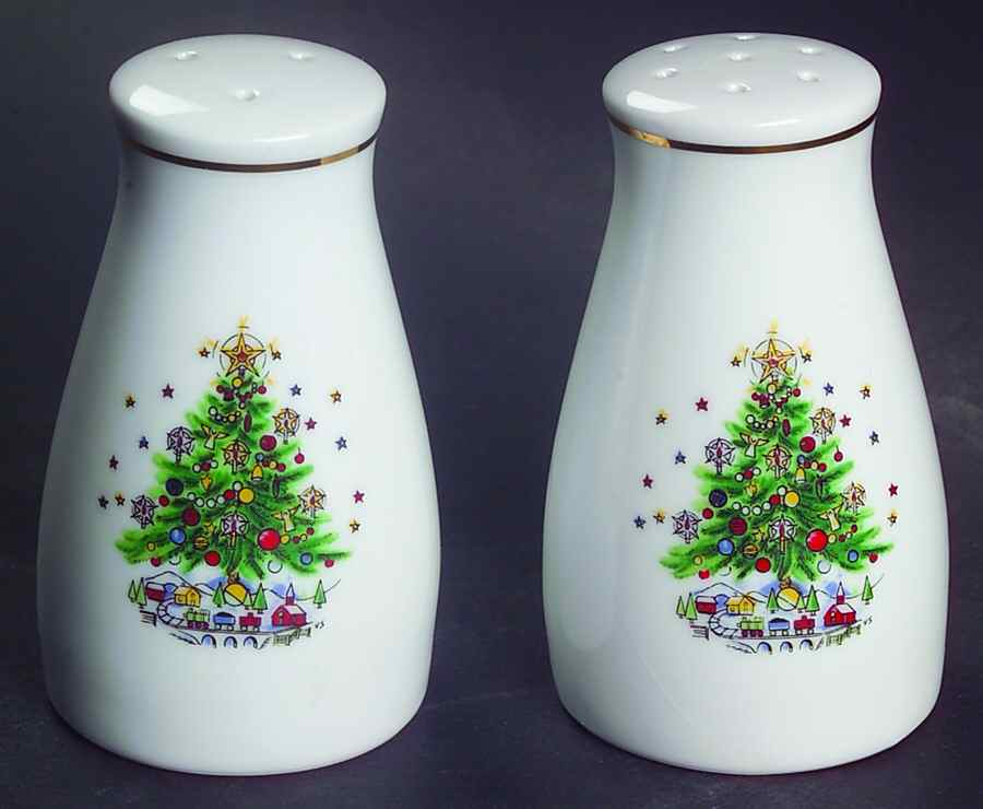 Christmas Eve (No Color Bnd, Gold Trim) Salt & Pepper Set by Salem-1