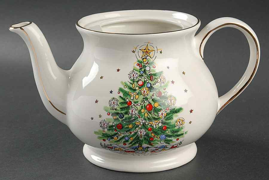 Christmas Eve (No Color Bnd, Gold Trim) Teapot No Lid by Salem-1