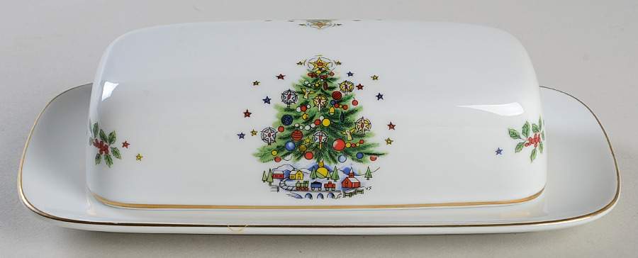 Christmas Eve (No Color Bnd, Gold Trim) 1/4 Lb Covered Butter by Salem-1
