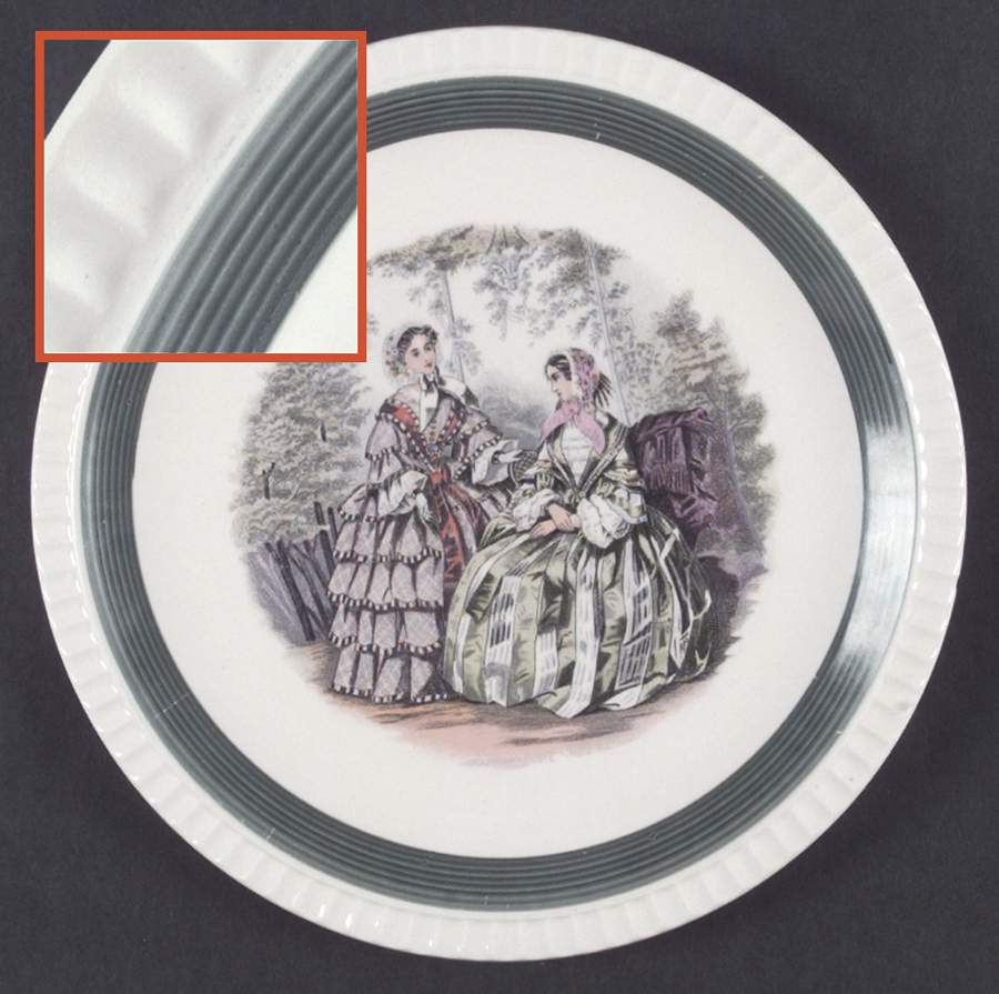 Godey Fashions (Fluted, Green Band) Dinner Plate by Salem-1