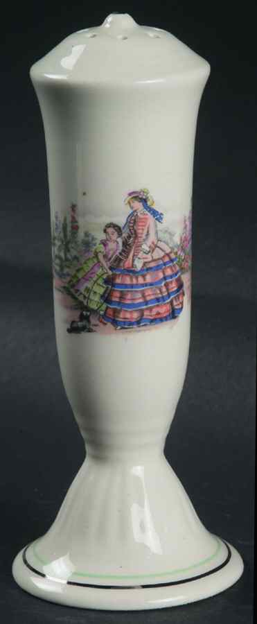 Godey Fashions (Fluted, Green Band) Pepper Shaker by Salem-1
