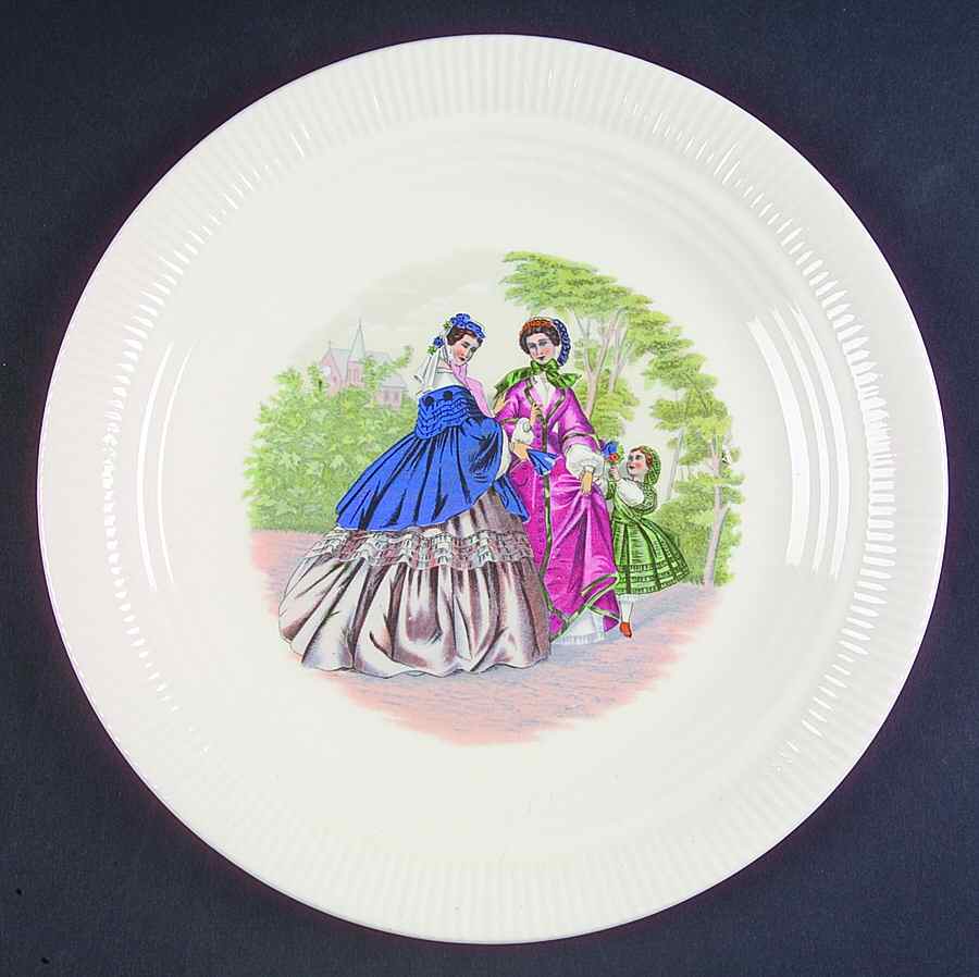 Godey Prints (Ribbed Rim) Luncheon Plate by Salem-1