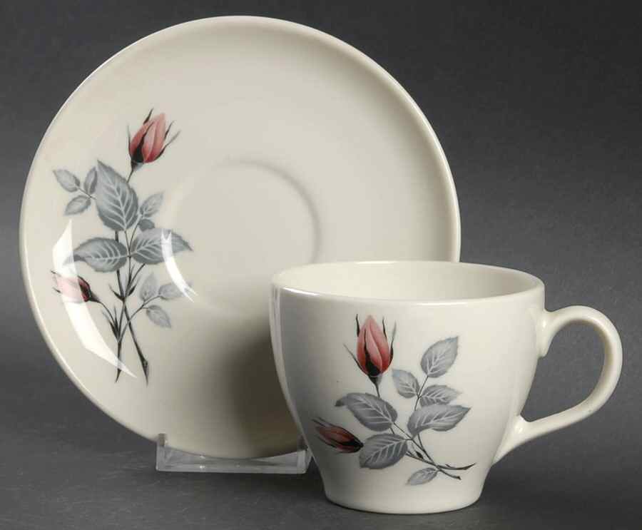 Classic Rose Flat Cup & Saucer Set by Sloan China Co-1