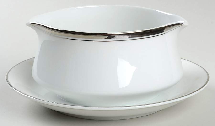 Tudor Black Gravy Boat with Attached Underplate by Sandalwood-1