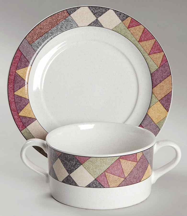Palm Desert Flat Cream Soup Bowl & Saucer Set by Studio Nova-1