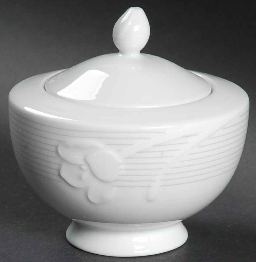 Calais White Sugar Bowl & Lid by Sone-1