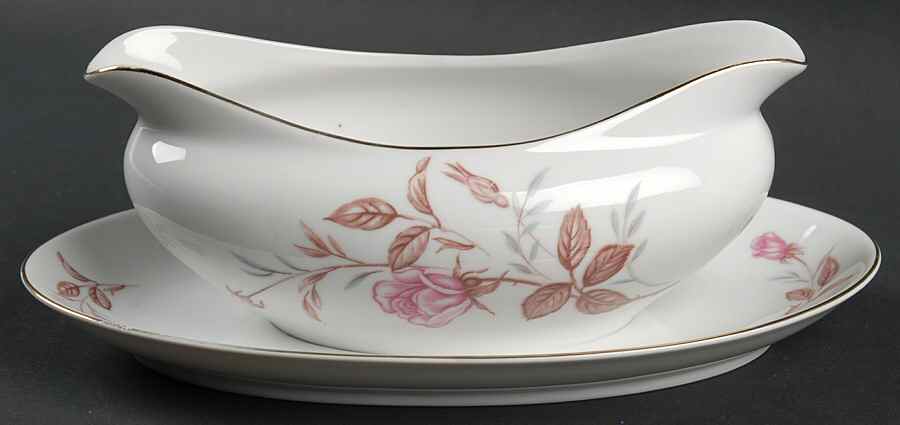 Cashmir Rose Gravy Boat with Attached Underplate by Sone-1