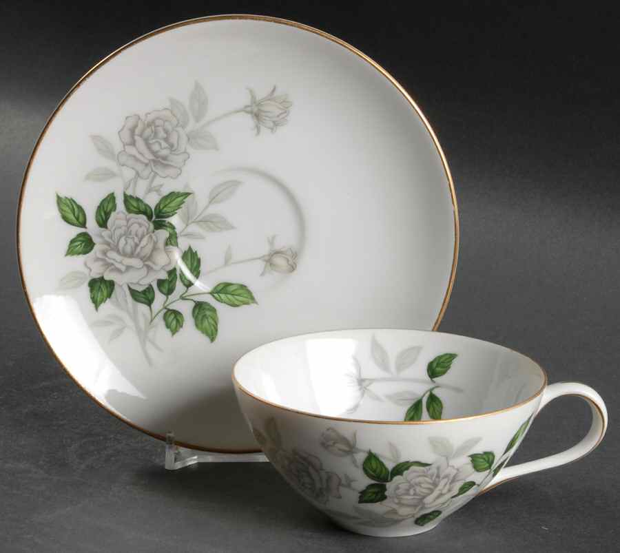 Grey Pearl (Gold Trim) Flat Cup & Saucer Set by Sone-1