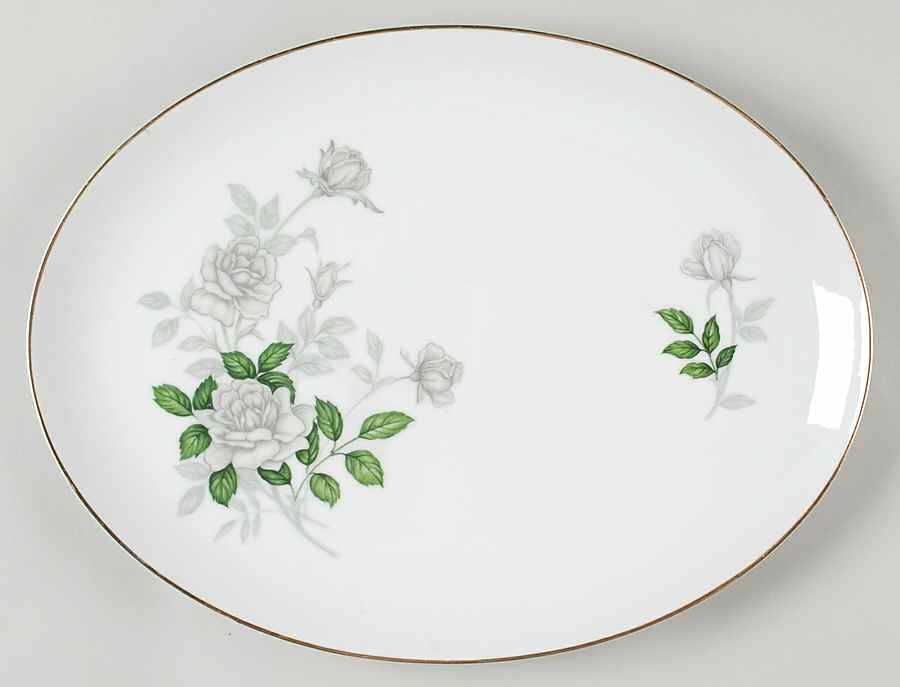 Grey Pearl (Gold Trim) 14" Oval Serving Platter by Sone-1
