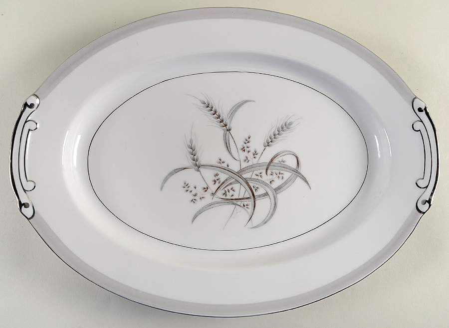 Silver Wheat 14" Oval Serving Platter by Sone-1