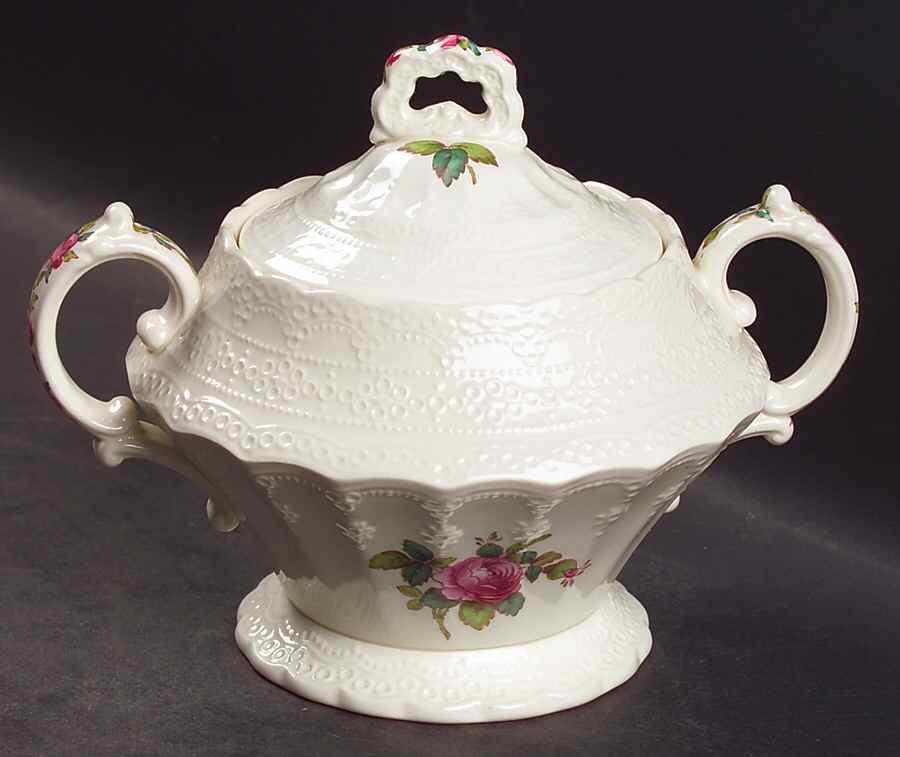Billingsley Rose Pink (Old Backstamp) Sugar Bowl & Lid by Spode-1