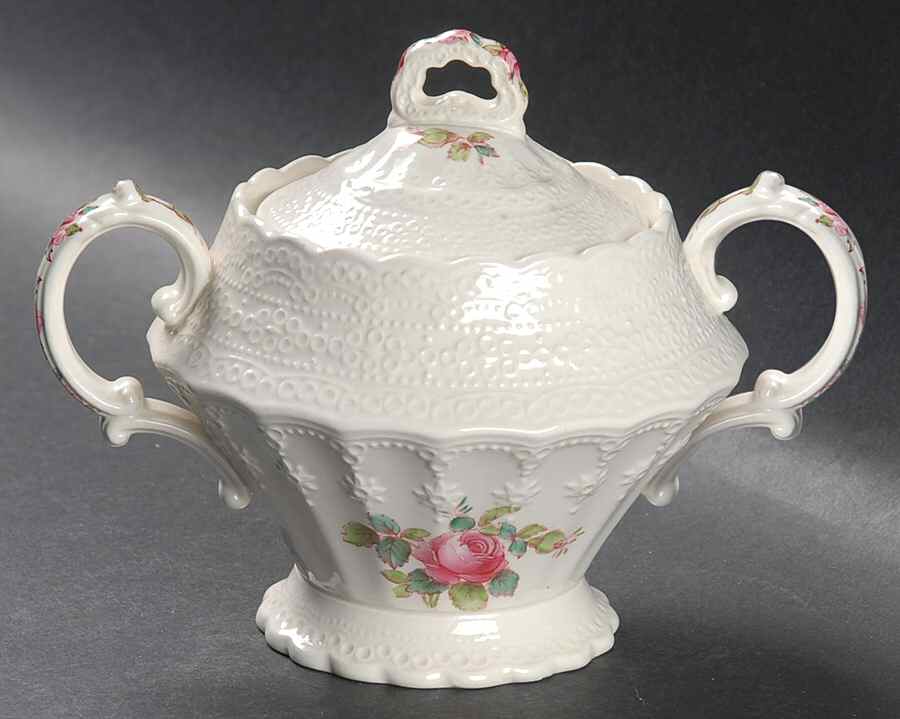 Billingsley Rose Pink (Old Backstamp) Sugar Bowl & Lid by Spode-1