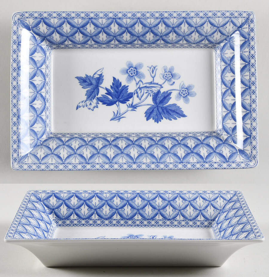 Blue Geranium Rectangular Tray by Spode-1