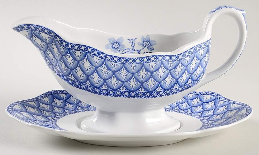 Blue Geranium Gravy Boat & Underplate by Spode-1