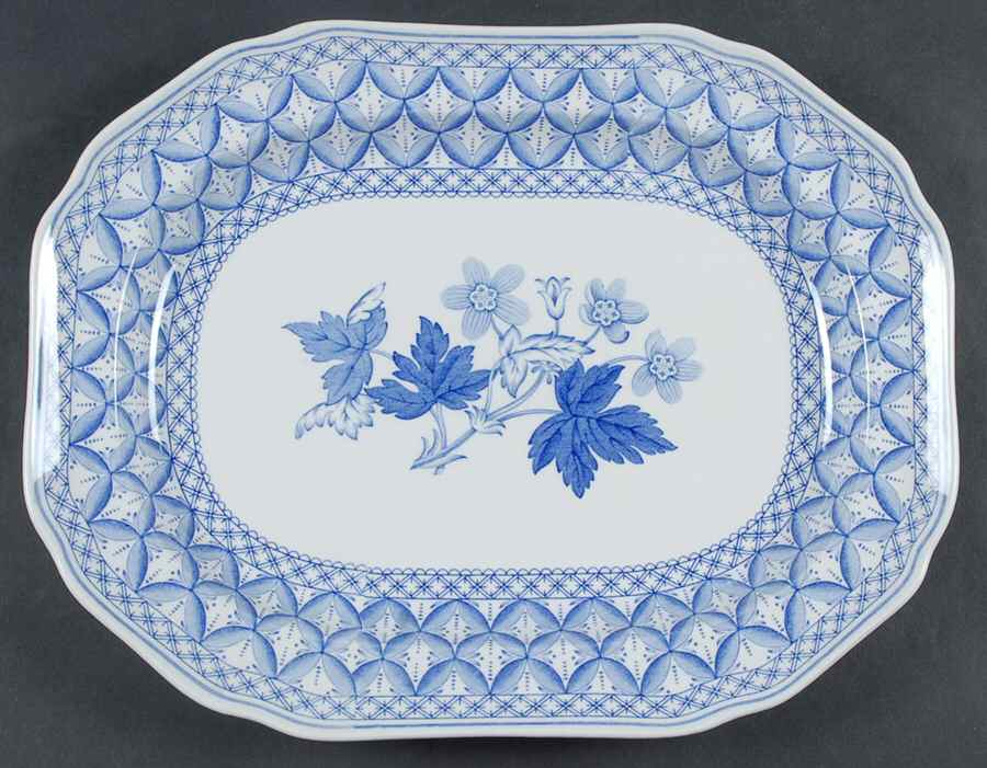 Blue Geranium 14" Oval Serving Platter by Spode-1